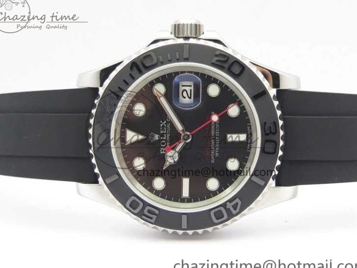 0130 Yacht-Master 116655 ARF SS Custom Made Black Ceramic Bezel on Oysterflex Rubber Strap A HighPerformance 3064